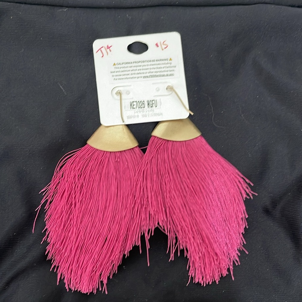 Tassel Fan Earrings - Pink - Picture 3 of 3
